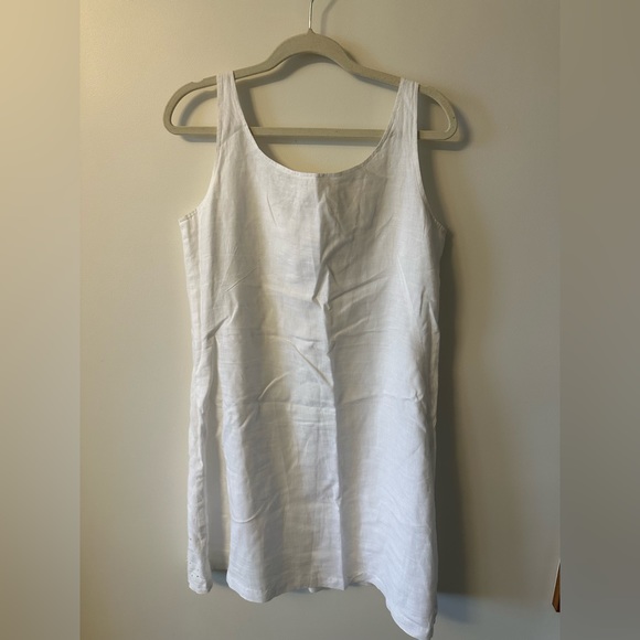 Eileen Fisher 100% Irish linen white tank dress with tiny sequins, size 10 - Picture 6 of 8